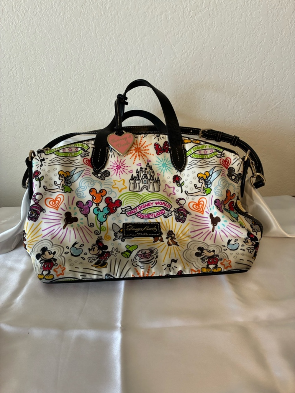 Disney Anniversary Dooney & Bourke White Multicolor Disney Print Satchel